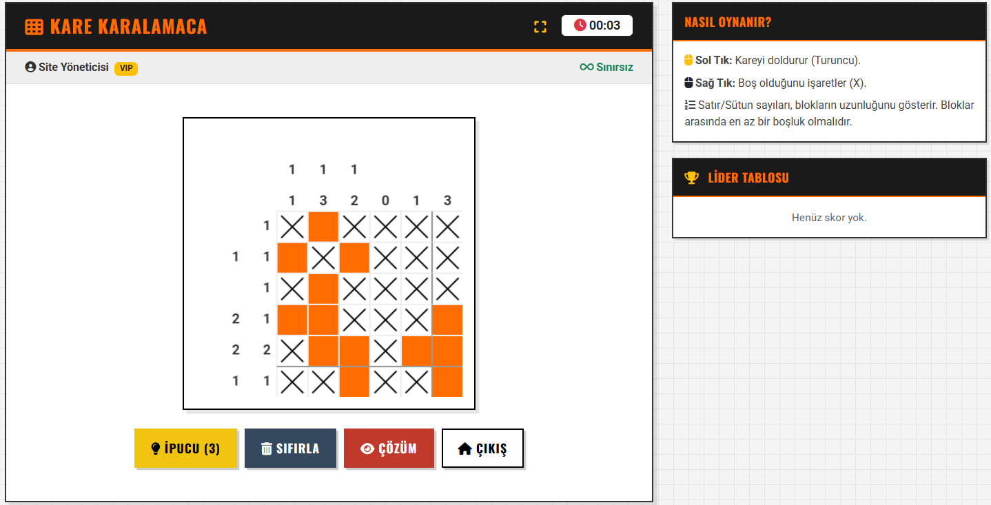 Kare Karalamaca Zeka Oyunu